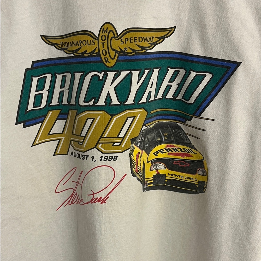 1998 Brickyard 400 Pennzoil Steve Park Fruit of the Loom White Tee Vintage